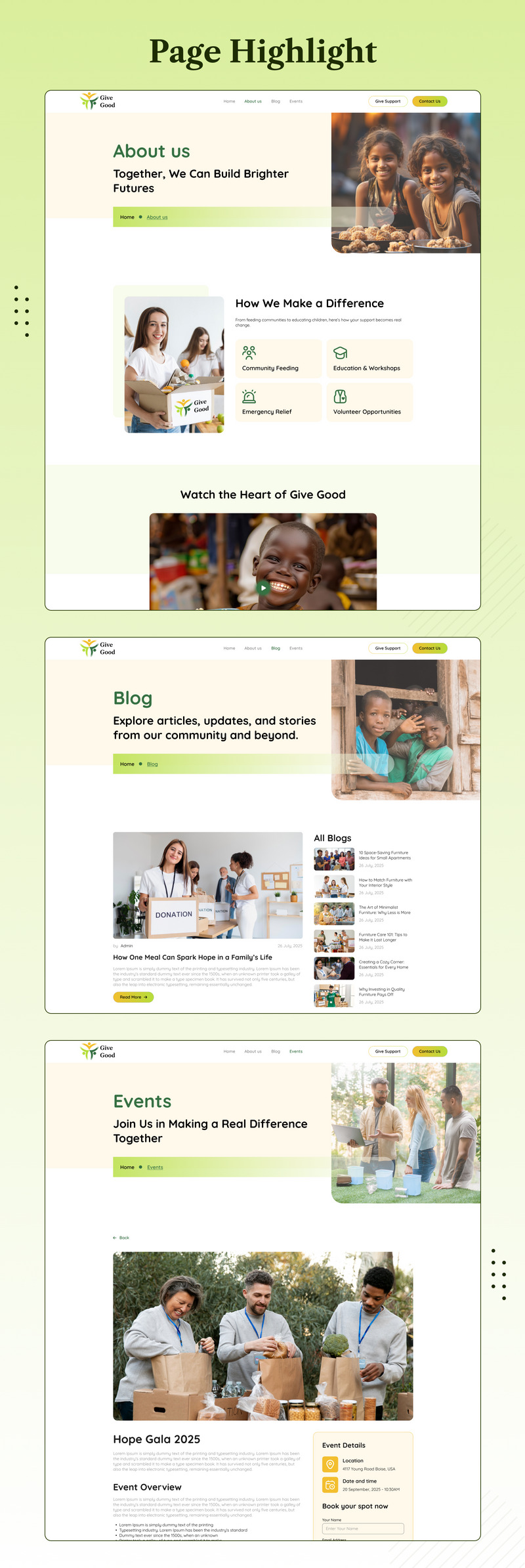 Give Good - комплект інтерфейсу користувача Figma для веб-сайту некомерційної організації - Features Image 4