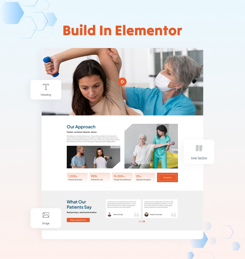 Fysisk vård - Fysioterapi sjukhus WordPress Elementor Template Kit - Features Image 6