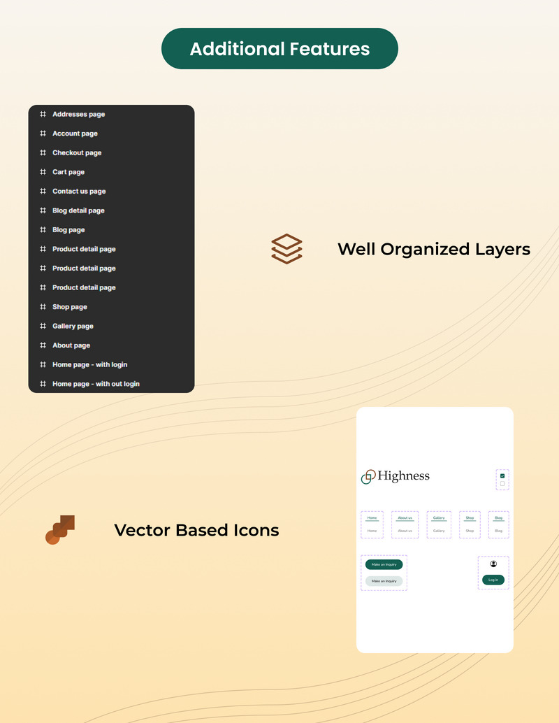 Highness – Website eines Möbelgeschäfts Figma UI Kit - Eigenschaften Bild 3
