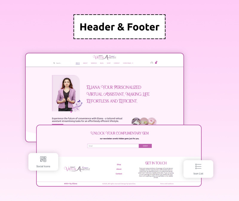 Eliana Women Virtual Assistance WordPress Elementor Template Kit - Features Image 7