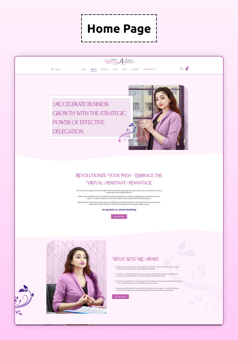 Eliana Women Virtual Assistance WordPress Elementor Template Kit - Features Image 2