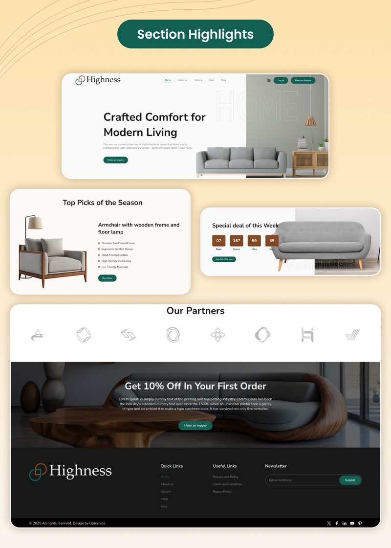 Highness – Website eines Möbelgeschäfts Figma UI Kit - Eigenschaften Bild 4