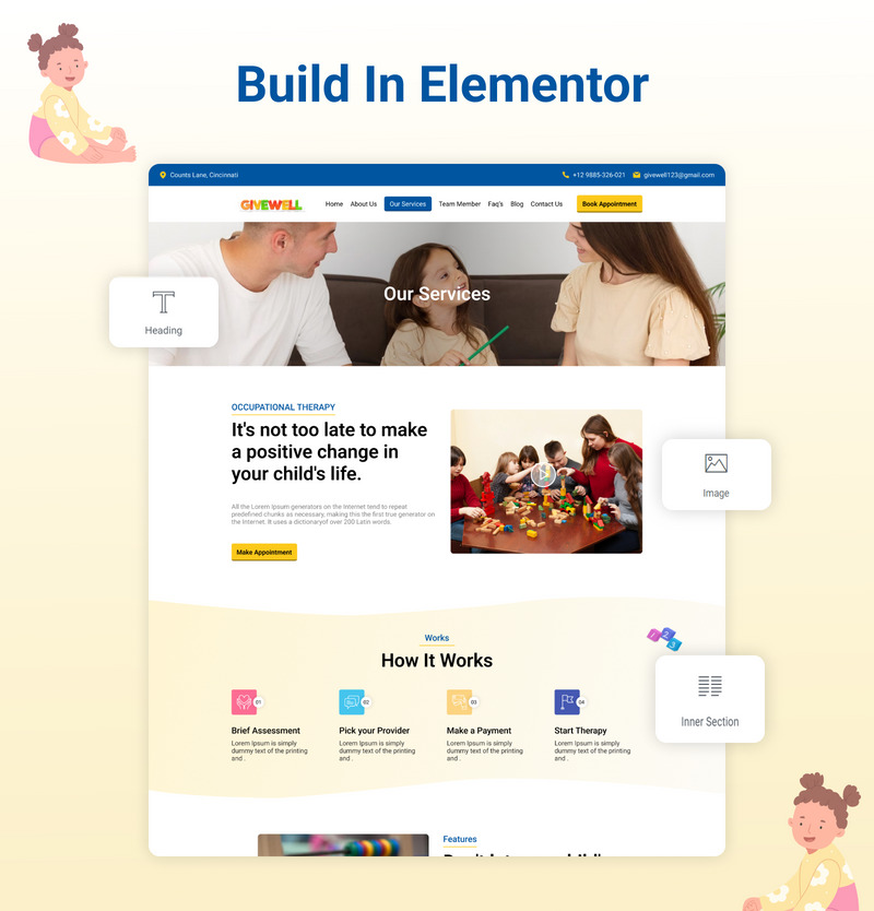 Geben Sie Gutes – Kindertherapie-Elementor-Kit - Eigenschaften Bild 7
