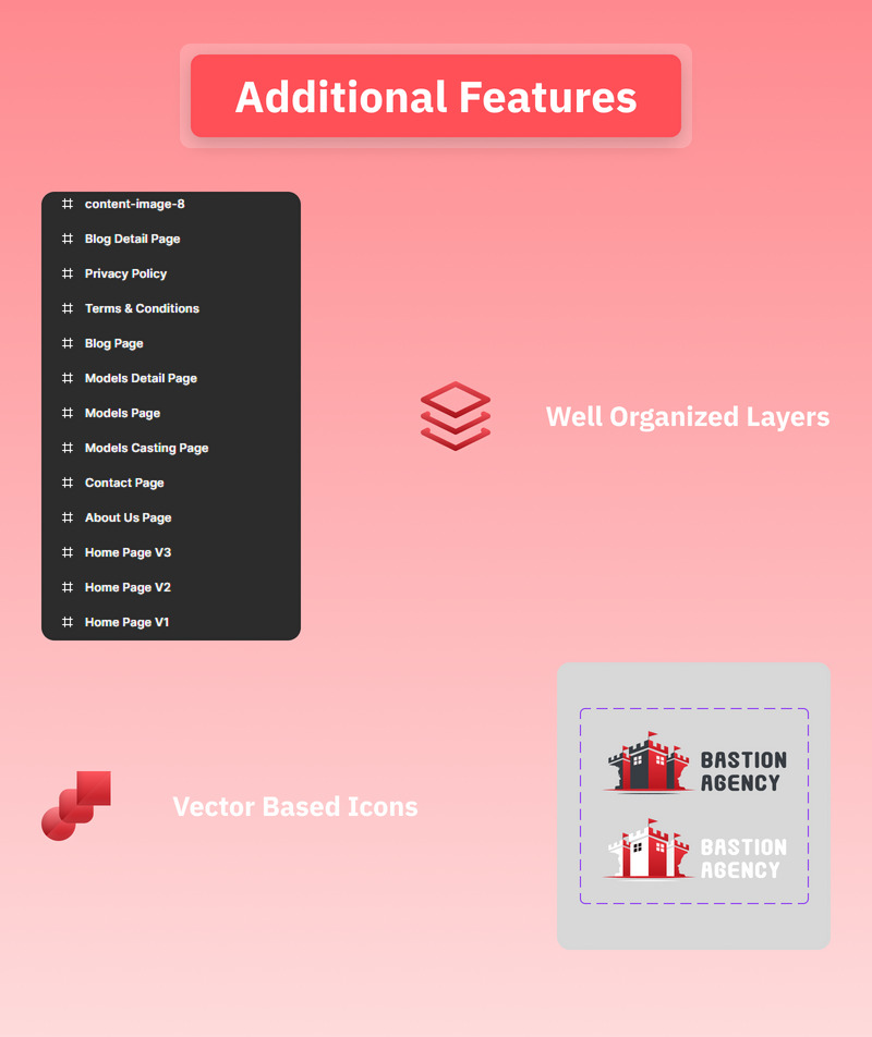 Bastion - Casting Agency weboldal Figma UI Kit - Features Image 5