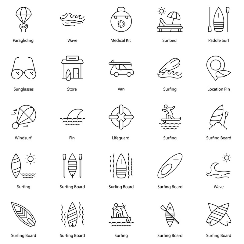 Surfing and Sup Icon Set Icons - Features Image 1