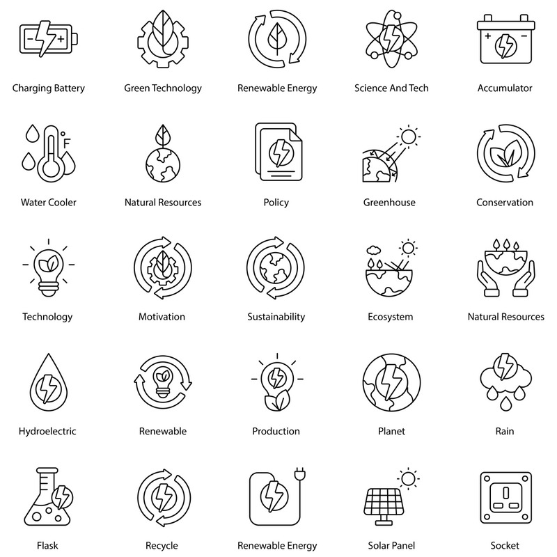 可再生能源图标集图标捆绑 - Features Image 1