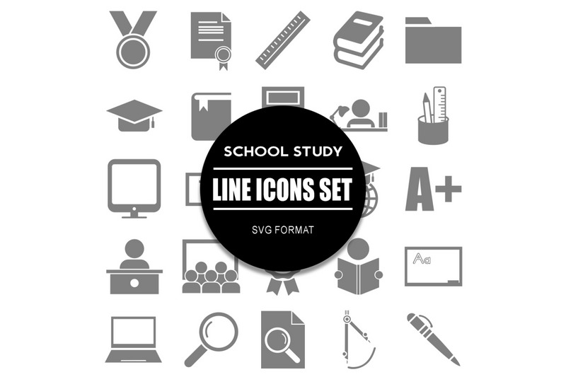 Okul ve Çalışma Icon Set Eğitim Simgeleri Paketi - Features Image 1