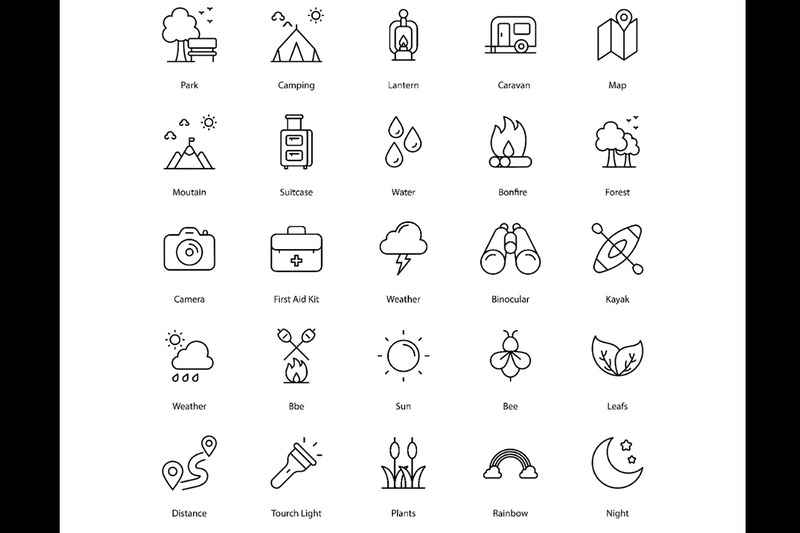 Nature Adventure Icon Set Pack Outdoor Icons Bundle - Features Image 1
