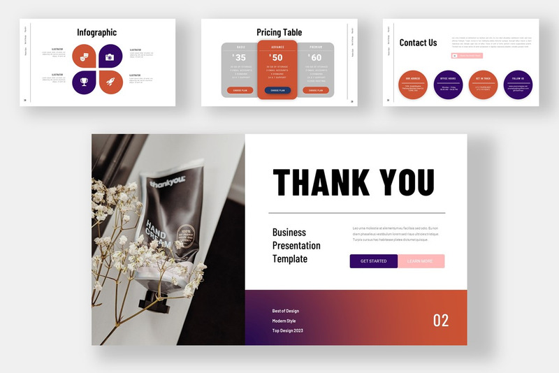 Mandiri Navy Maroon Powerpoint Business Template