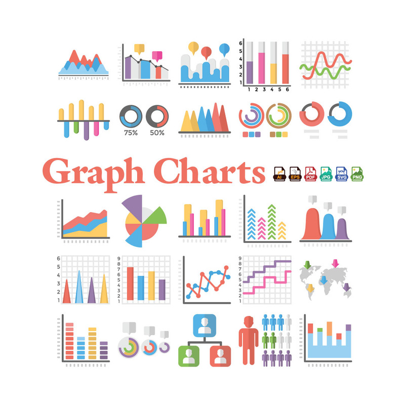 Graph Chart Vector Icons | Flat Data Visualization Icon Set | Infographic - Features Image 2