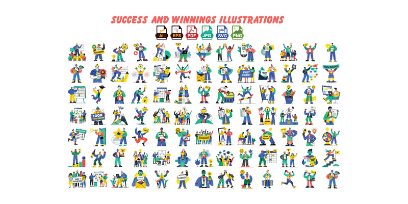 Success and Winnings Illustrations Vector Digital file - Features Image 1