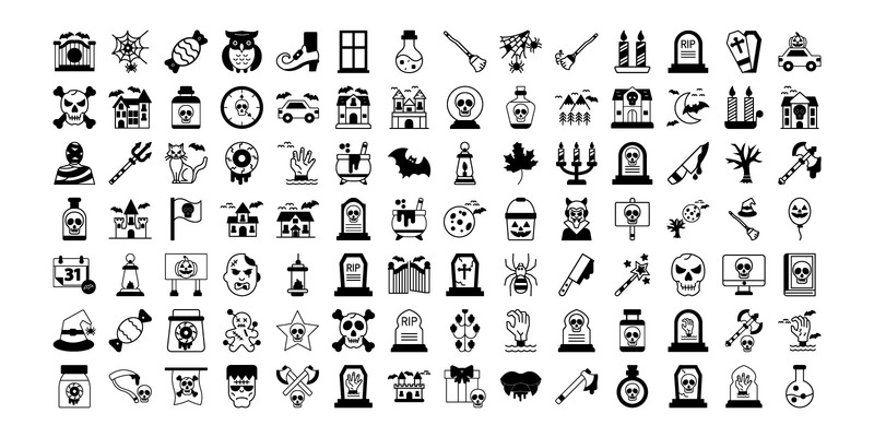 Halloween Outline, Color, and Glyph Vector icons | EPS | SVG - Features Image 1