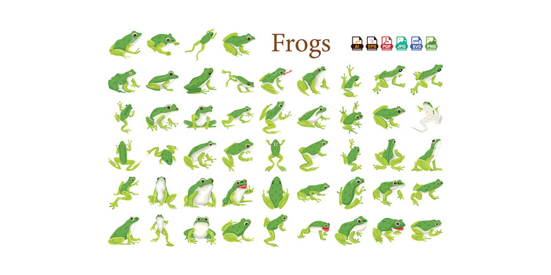 Frog Icon Illustrations Cute, Unique Frog Designs for Digital & Print Projects Digital Print - Features Image 1