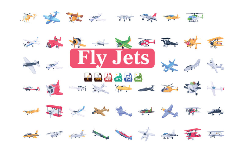 Fly Jets 3D Icons Pack | Иконки самолетов, истребителей, вертолетов | Helicaptor - Features Image 1