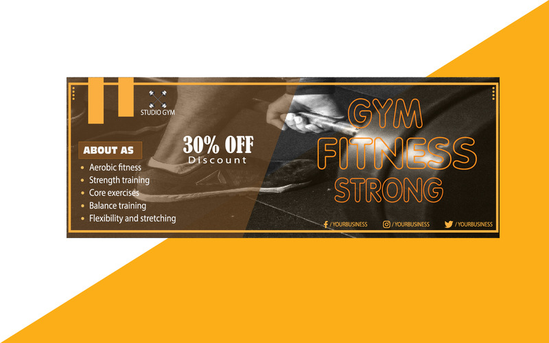 X Facebook cover gym banner design template - Features Image 1