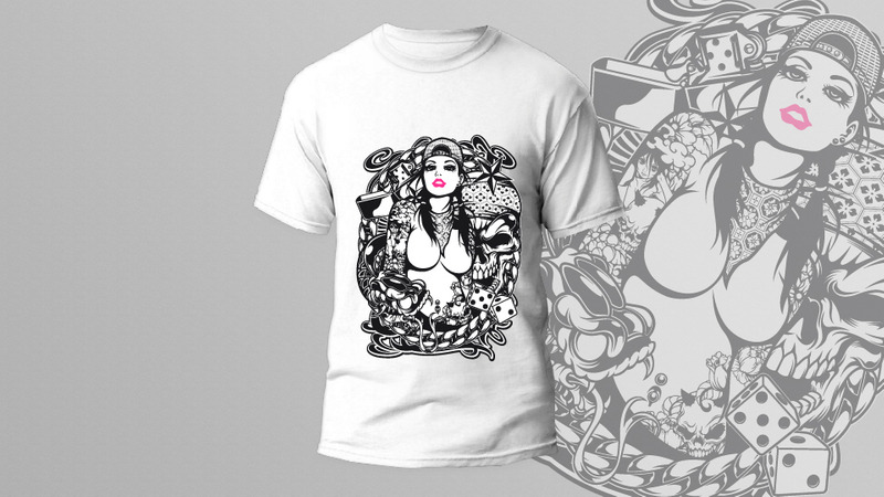 26)  Adult Sexy Girl Animal Horror, Cartoon, Gangster Print Typography And Life Style T shirt Design - Features Image 15