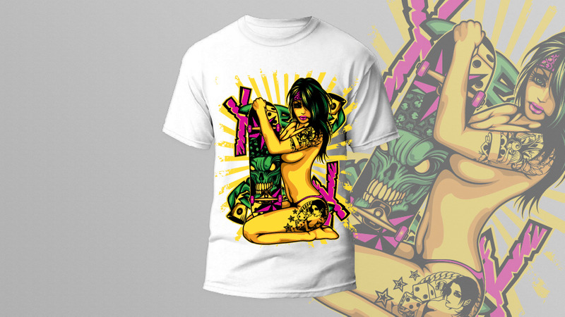 26)  Adult Sexy Girl Animal Horror, Cartoon, Gangster Print Typography And Life Style T shirt Design - Features Image 13
