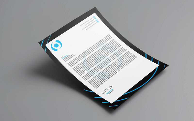 Professioneel en creatief zwart en blauw briefhoofd en visitekaartje ontwerp - huisstijl - Features Image 3