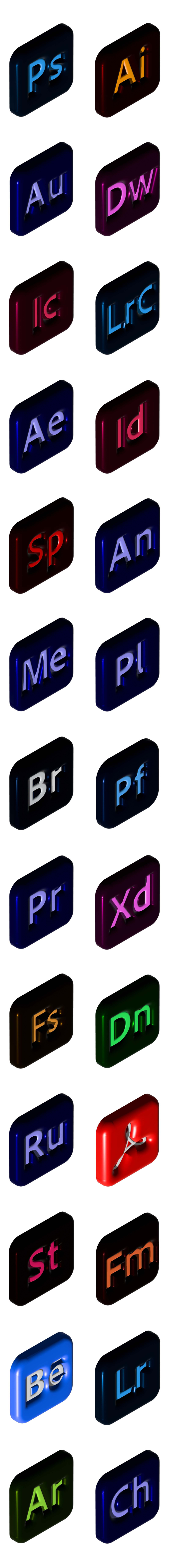 Conception d'icônes de logiciels Adobe 3D isométrique droite professionnelle - Caractéristiques de l’image 1