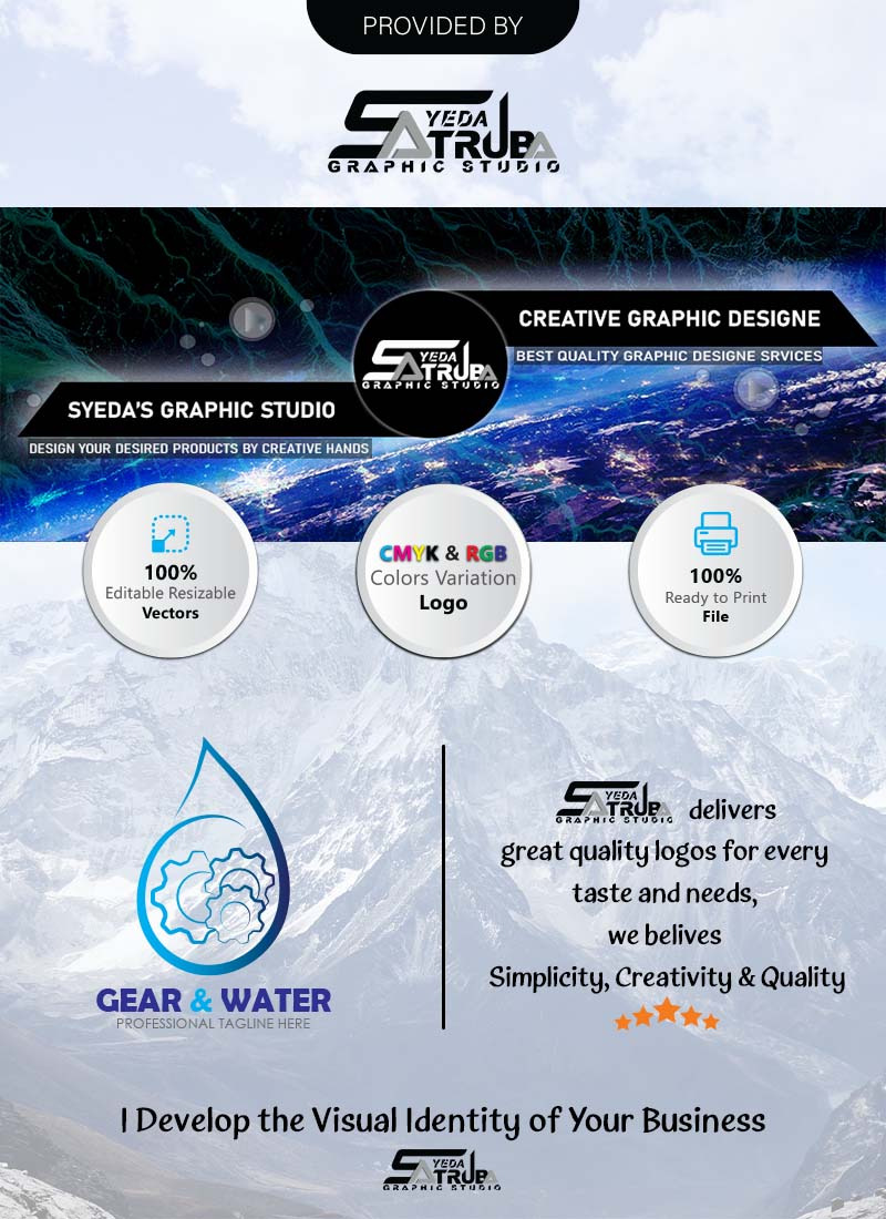 Gear And Water Plumbing Logo Design - Brand Identity - Features Image 1