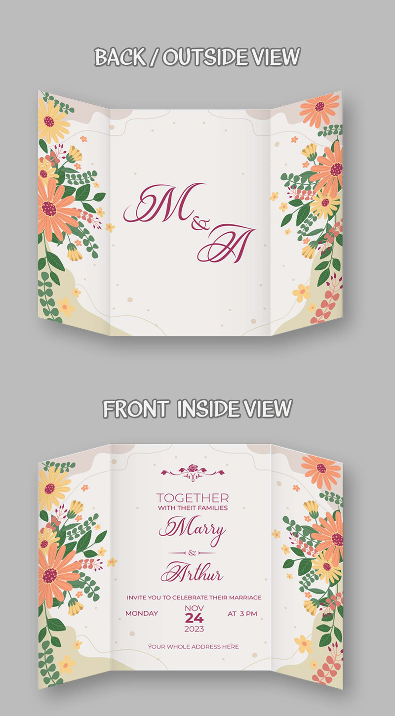 Creative And Modern Invitation Card Front And Back Mockup Design ...