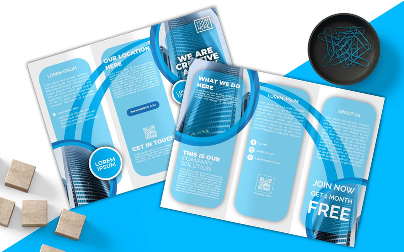 Professional WE Are Creative Agency Business Blue Conception de brochures à trois volets - Identité d'entreprise - Caractéristiques de l’image 1