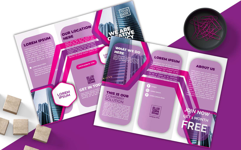 Modern WE Are Creative Agency Business Purple Tri-Fold Brochure Design - Huisstijl - Features Image 1