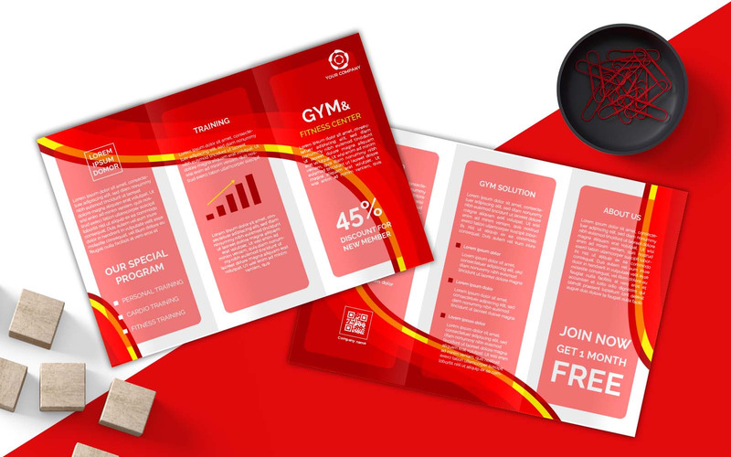 New GYM And Fitness Center Business Tri-Fold Brochure Design - Corporate Identity - Features Image 1