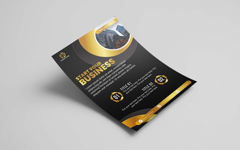 Professional and Modern Golden And Black Business Flyer Design - Corporate Identity - Features Image 1