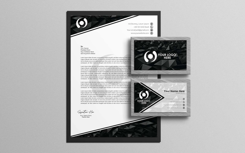 Professionelles schwarzes Luxus-Briefkopf- und Visitenkarten-Design – Corporate Identity - Eigenschaften Bild 1