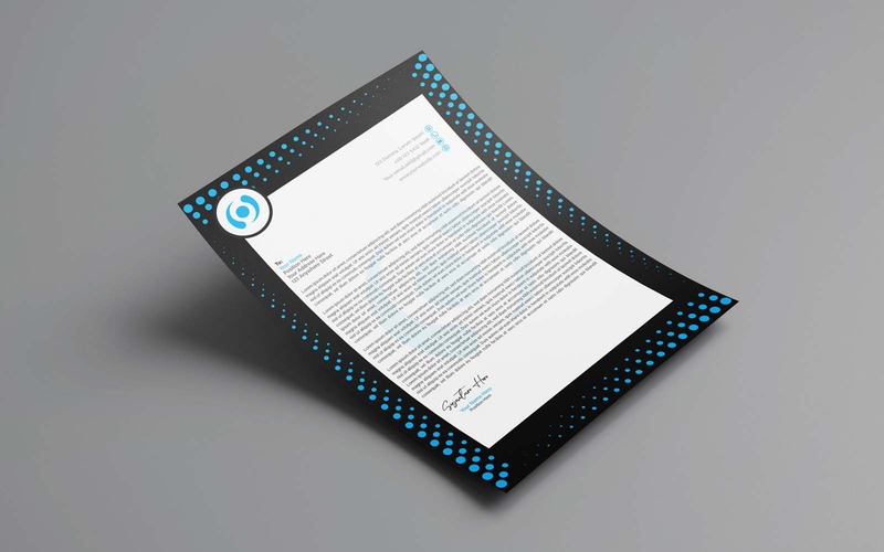 Luxury Blue And Black Company Letterhead - Corporate Identity - Features Image 1