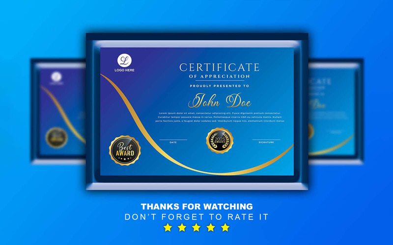 Professional Blue Smart looking - Certificate Template - Features Image 1