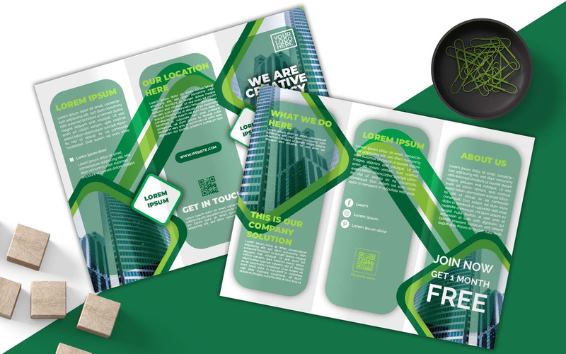 Professional We Are Creative Agency Business Green Tri-Fold Дизайн брошюры - фирменный стиль - Features Image 1