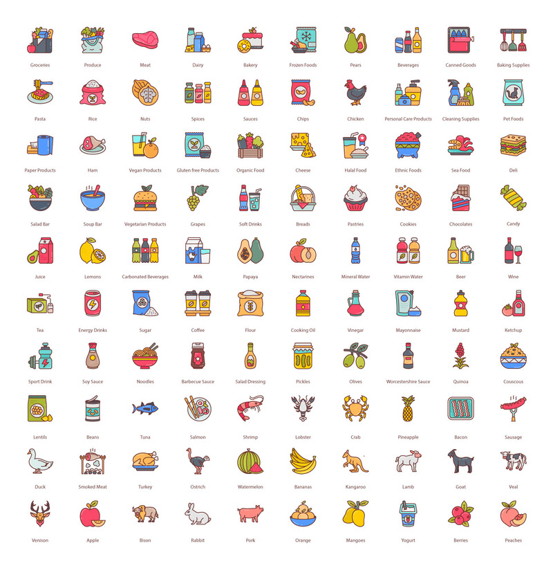 超市独特的填充图标 - Features Image 1