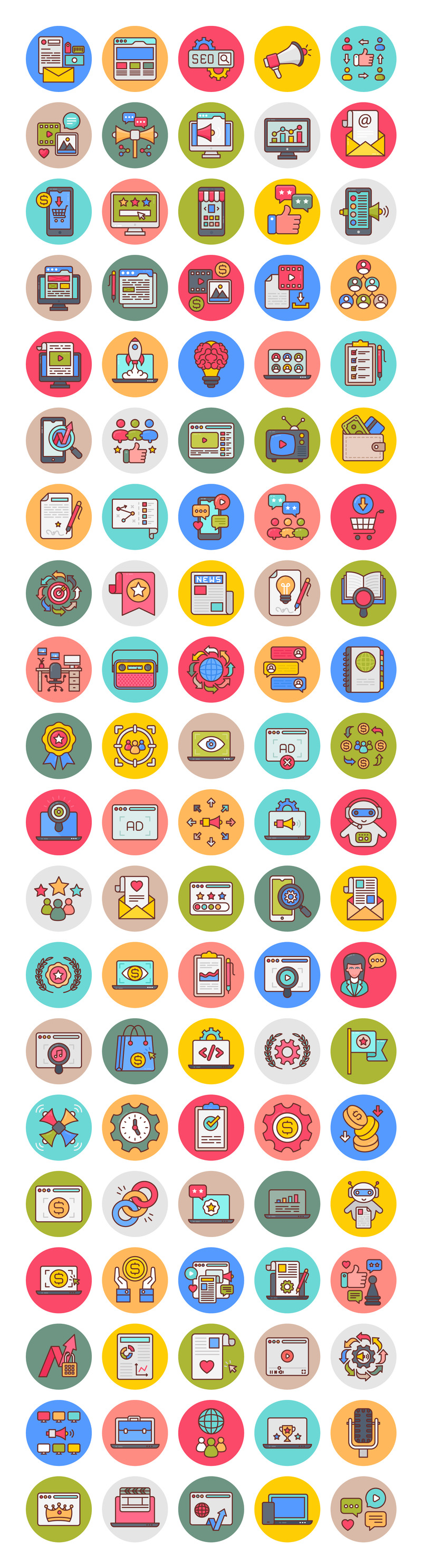 数字营销圆圈图标#317488 - TemplateMonster