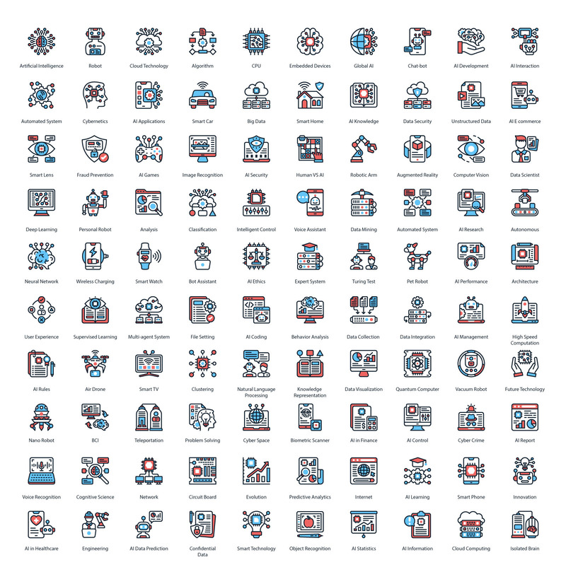 Artificial Intelligence Minimal Color Icons - Features Image 1