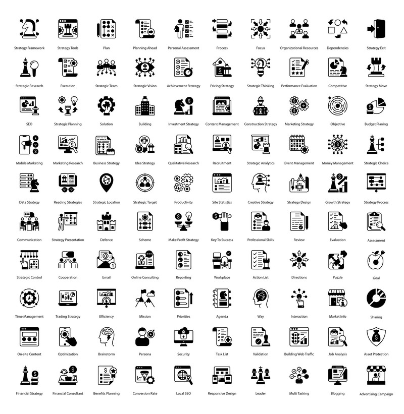 Strategy Building Glyph Icons - Features Image 1