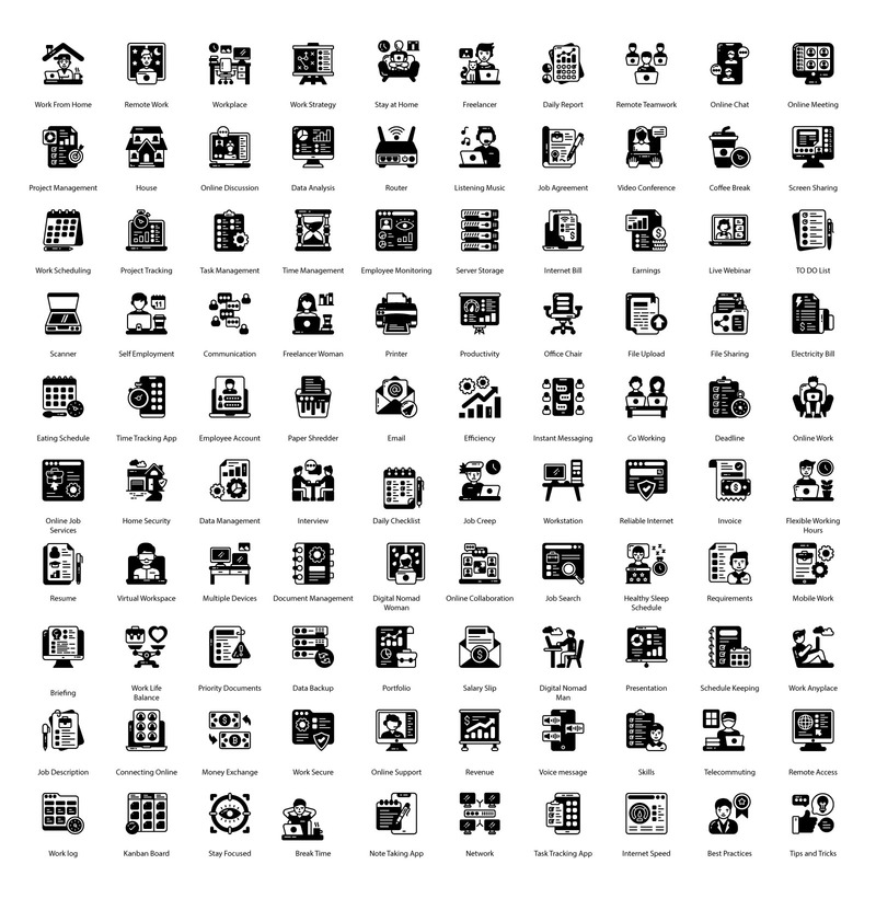 在家工作字形图标 - Features Image 1