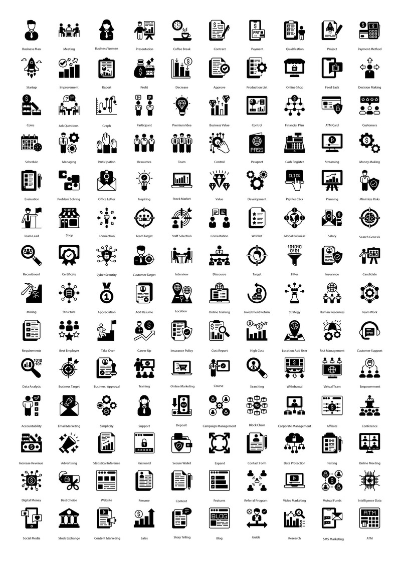 Business 140 Premium Glyph ikoner - Features Image 1