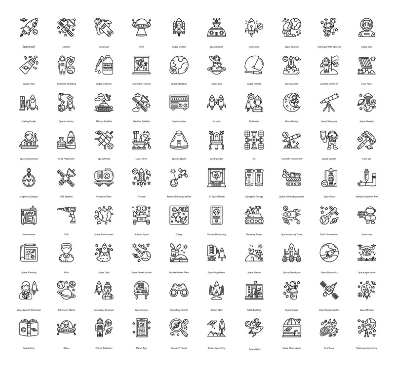 Космические технологии 90 иконок премиум-класса - Features Image 1