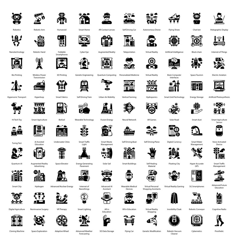 未来技术字形图标 - Features Image 1