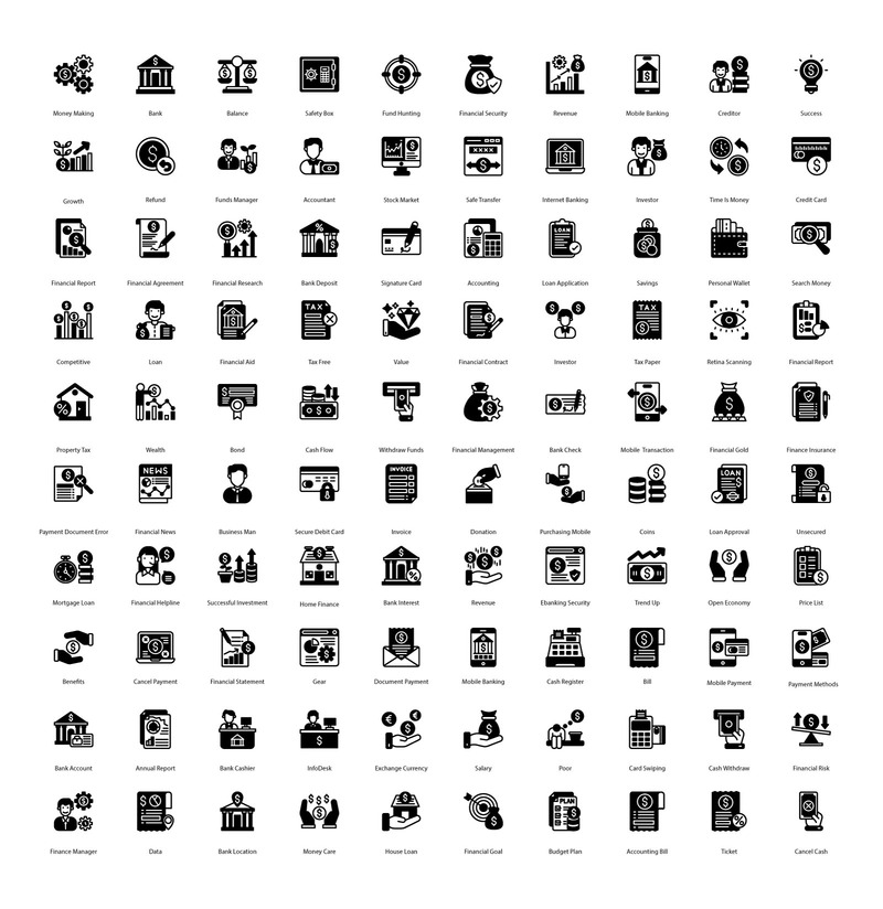 Financiën 100 Premium Glyph-pictogrammen - Features Image 1