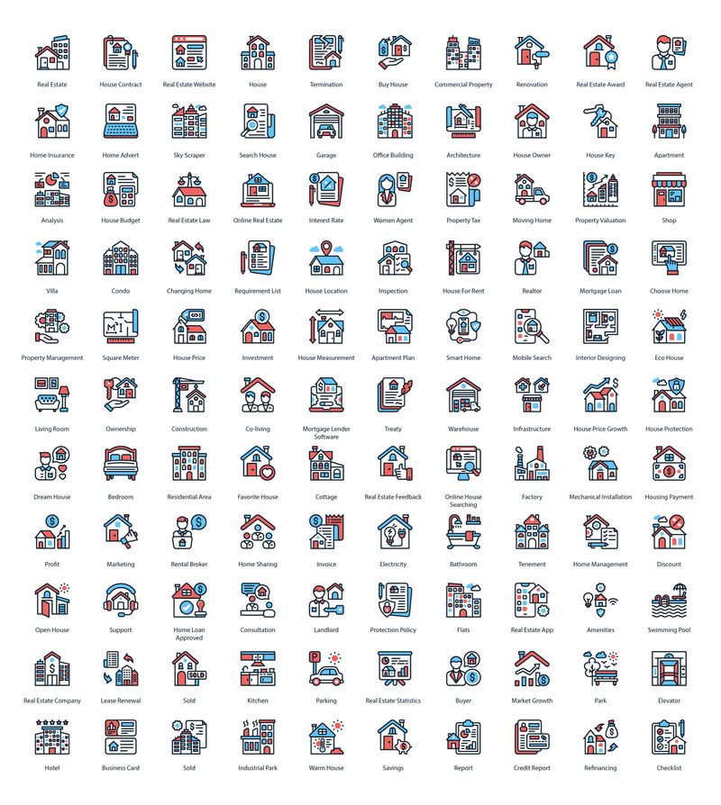 Onroerend goed minimale kleur iconen - Features Image 1