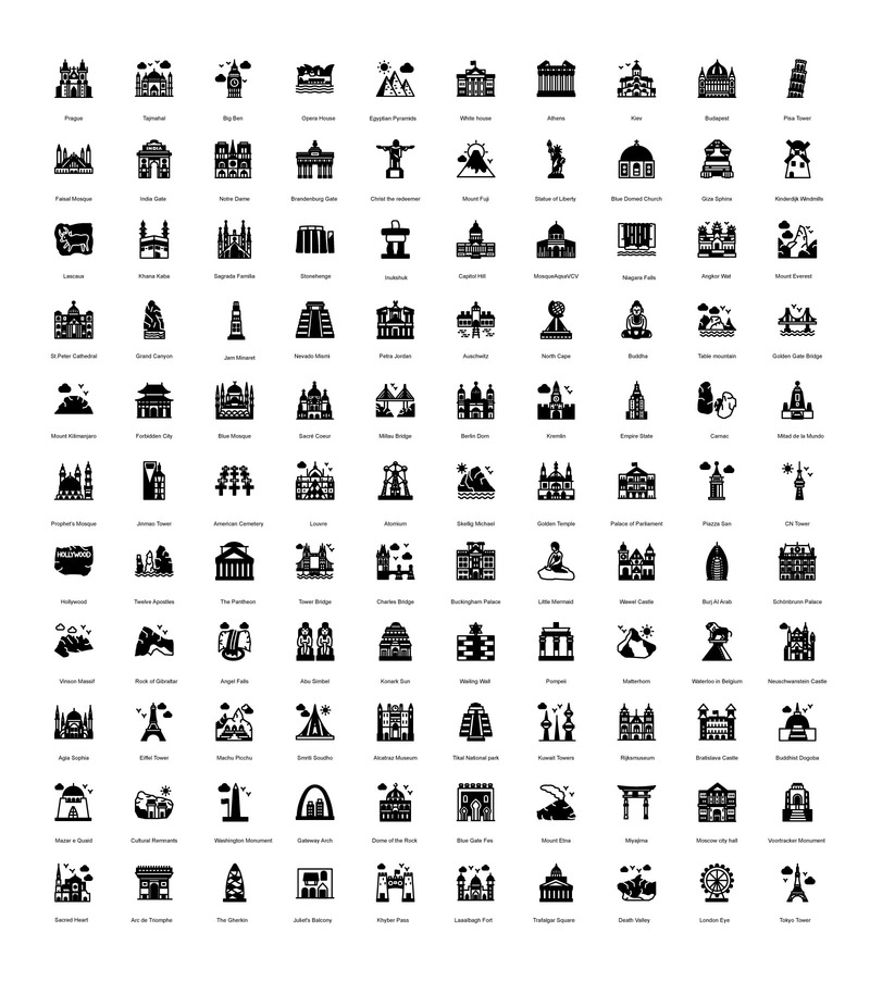Landmärken 110 Premium Glyph-ikoner - Features Image 1