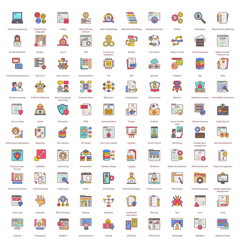 Software Development Filled Icons - Features Image 1