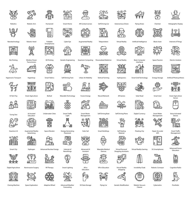 Future Technology Outline Icons - Features Image 1