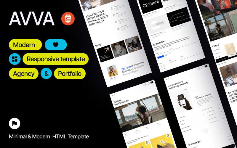 AVVA Agency and Portfolio Minimal Html Template