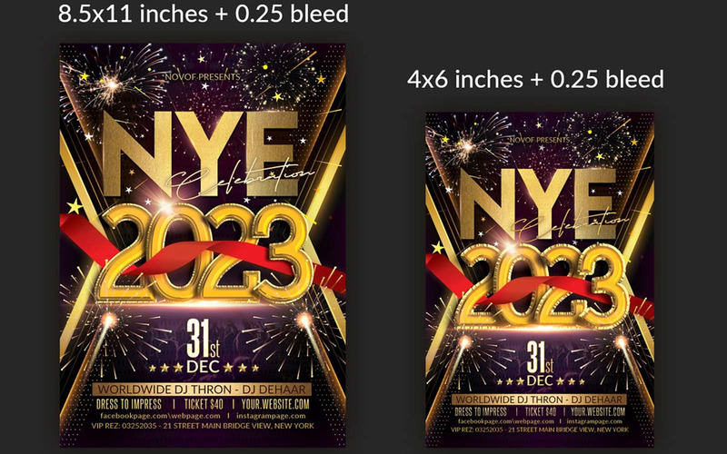 Amerikai szabványos betűméretű Happy New Year Flyer 2023 tervezősablon - Features Image 2