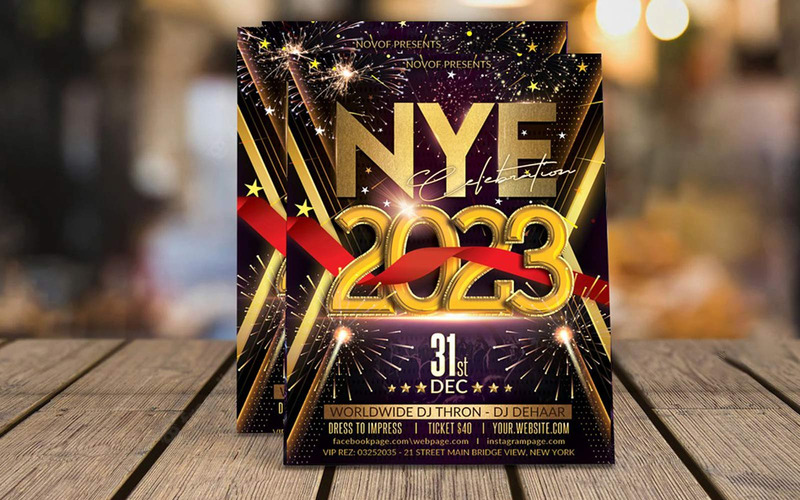 Amerikai szabványos betűméretű Happy New Year Flyer 2023 tervezősablon - Features Image 4