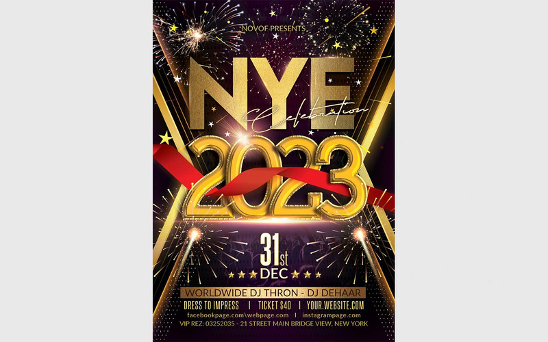Amerikai szabványos betűméretű Happy New Year Flyer 2023 tervezősablon - Features Image 6